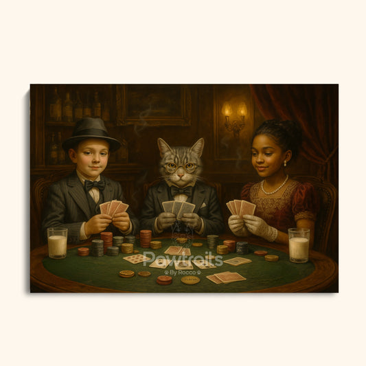 Vintage Poker Night - Kids and pet Canvas Wall Art