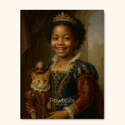 Princess and Cat Portrait Canvas