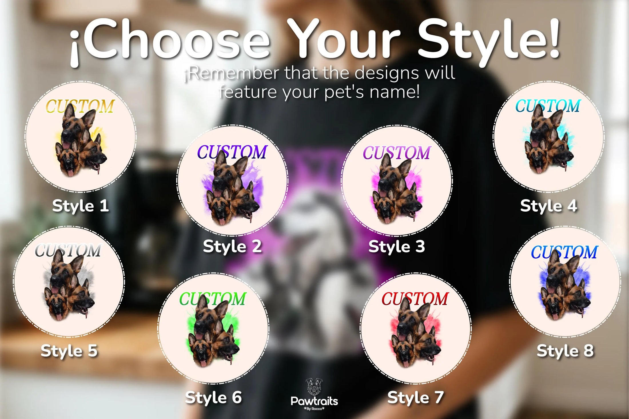 Choose your style - custom pet portrait design styles